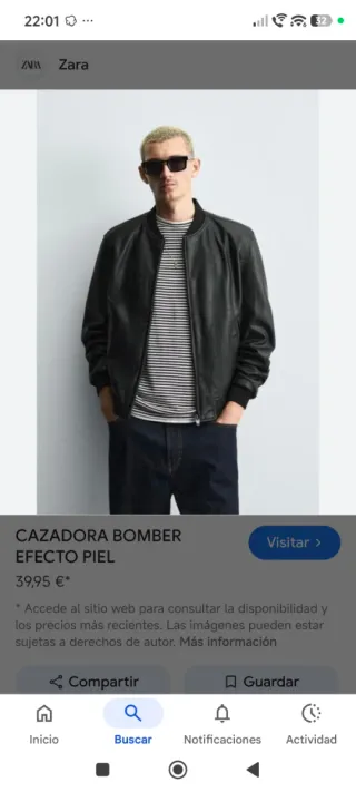 Cazadora polipiel negra Zara hombre