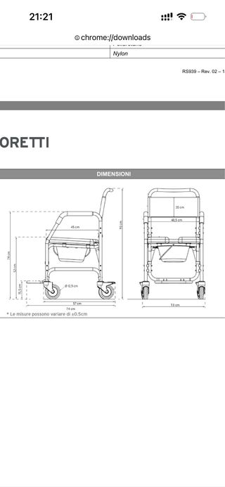 Silla de ducha/inodoro nueva sin usar