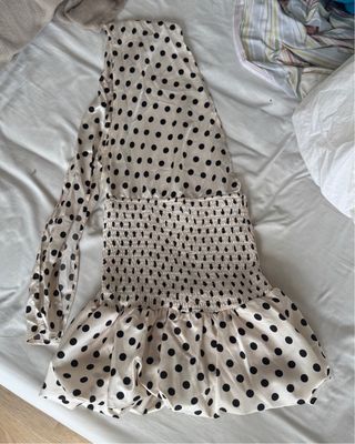 Vestido satén lunares halter S