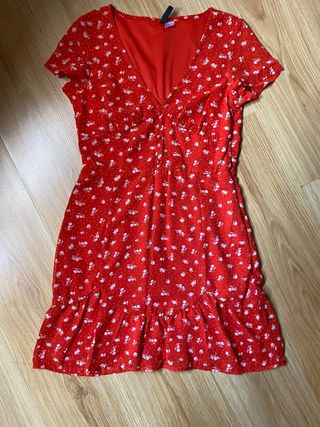 Vestido rojo estampado floral