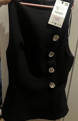 Top Zara Negro Diamantes