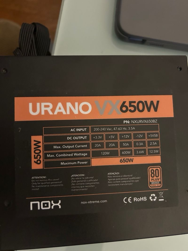 Fuente Alimentación Nox VX650W 80+ bronze afbeelding 5