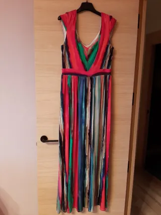 Vestido largo estampado multicolor