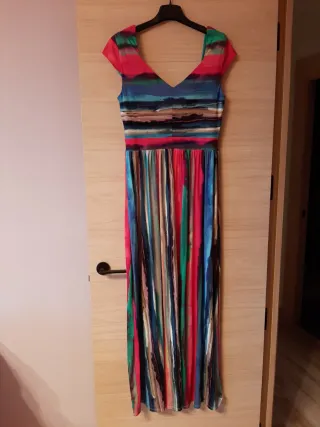 Vestido largo estampado multicolor