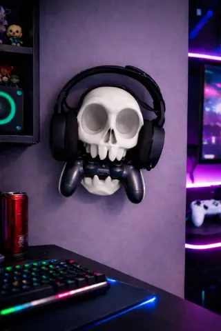 Soporte Calavera Gamer para Cascos y Mando