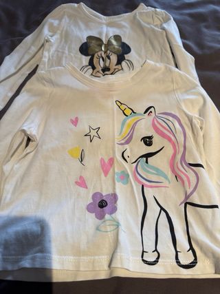 Lote 2 Camisetas Manga Larga Niña Unicornio y Minn