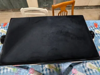 Banqueta de piano regulable terciopelo negro – com