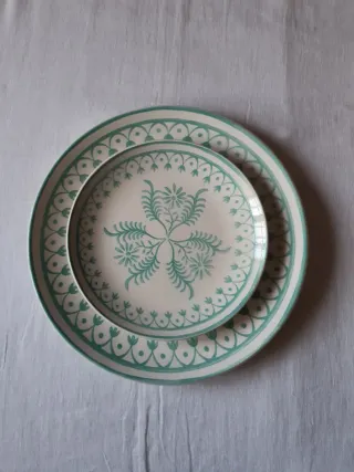 Plato llano botánico turquesa