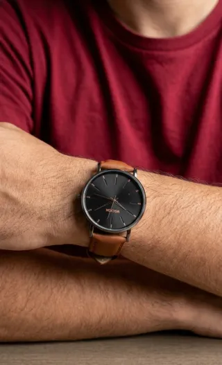 Reloj elegante con correa de cuero sintético