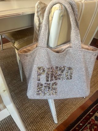 Bolso Pinko con lentejuelas oro y rosa