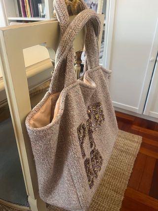 Bolso Pinko con lentejuelas oro y rosa