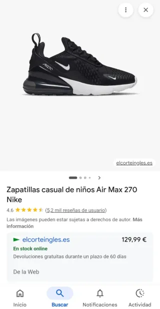 Tenis Nike Air 270 Niño Talla 28