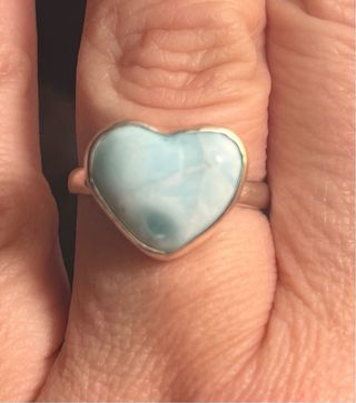 Anillo Plata 925 Corazón Larimar Talla 21