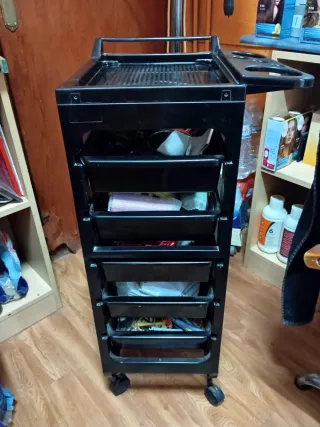 Carrito Peluquería Negro con Ruedas