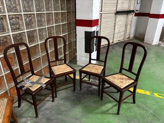 Lote 4 Sillas Madera Caoba S.XX