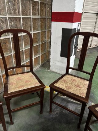 Lote 4 Sillas Madera Caoba S.XX