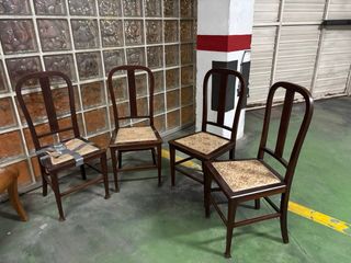 Lote 4 Sillas Madera Caoba S.XX