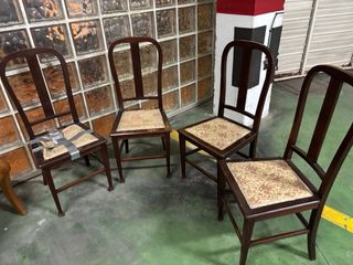 Lote 4 Sillas Madera Caoba S.XX