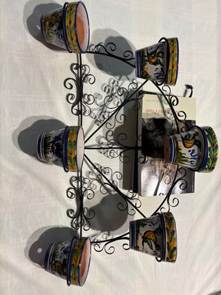 Macetero de forja con 6 macetas