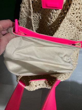 Bolso Cesta Beige y Rosa