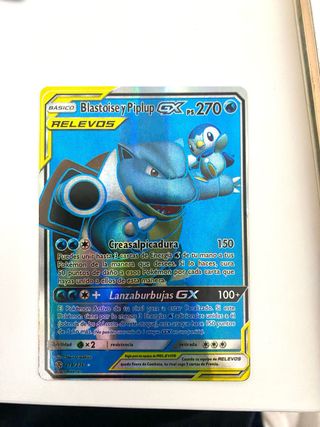 Carta Pokémon Blastoise y Piplup GX 270 PS