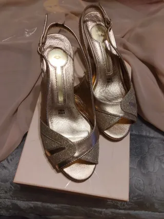 Scarpe donna oro VERA PELLE