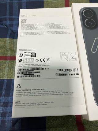 Scatola(no telefono)iPhone 17 Black Cavo Spillo