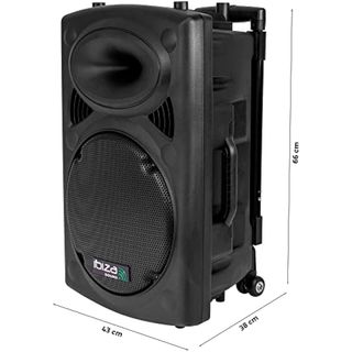 Ibiza - PORT12VHF-BT - REACONDICIONADO marcas minimas, Altavoz portátil 12"/700W MAX con 2 micrófonos (VHF), Mando a Distancia y Funda Protectora - Bluetooth, USB, SD - Autonomía de 5 a 7h - Speak...