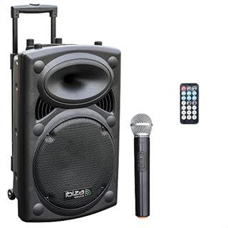 Ibiza - PORT12VHF-BT - REACONDICIONADO marcas minimas, Altavoz portátil 12"/700W MAX con 2 micrófonos (VHF), Mando a Distancia y Funda Protectora - Bluetooth, USB, SD - Autonomía de 5 a 7h - Speak...