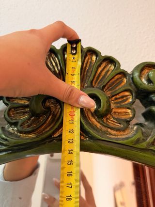 Espejo Ovalado Antiguo Dorado y Verde