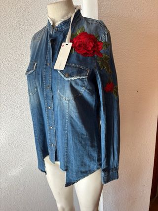 Camisa vaquera GAS bordada flores T.36