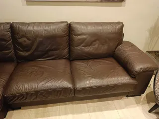 Sofá esquinero de piel chocolate