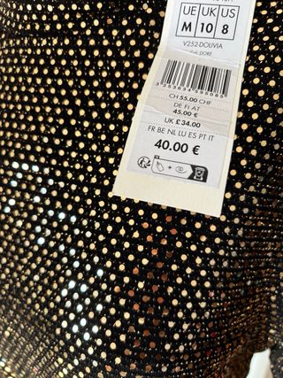 Blusa Morgan Talla 38 Negro/Dorado Lentejuelas