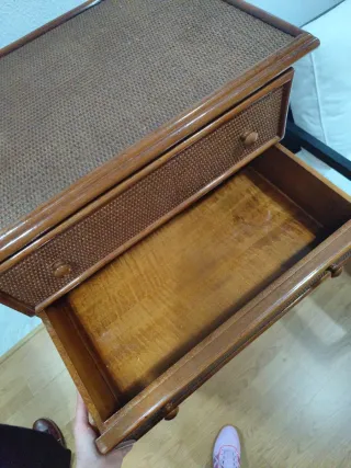 Sinfonier madera y mimbre 7 cajones