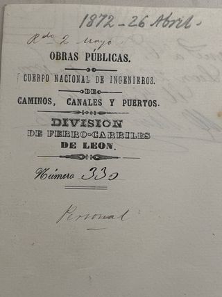 Manuscrito 26 abril 1872 Ferrocarriles León