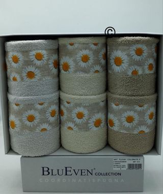 Set Asciugamani Blu Even 3+3 Cotone 100%