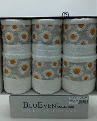 Set Asciugamani Blu Even 3+3 Cotone 100%