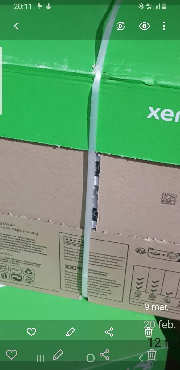 Caja folios DIN A4 80g M2 reciclados marca  Xerox