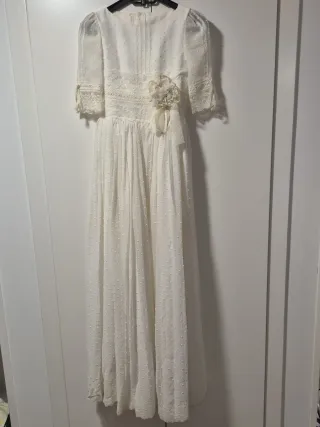 Vestido Comunión Plumeti Blanco roto