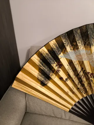 Abanico decorativo grande grullas