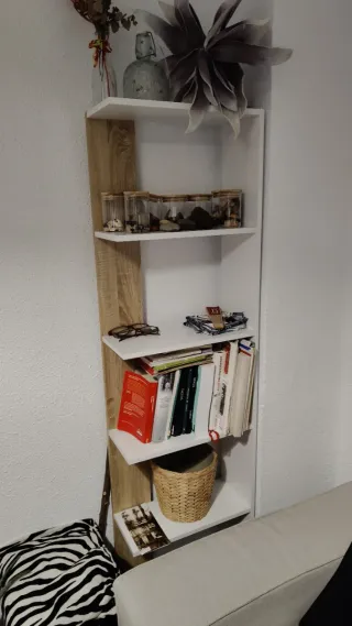 Estantería Homcom Blanco/Roble estrechita