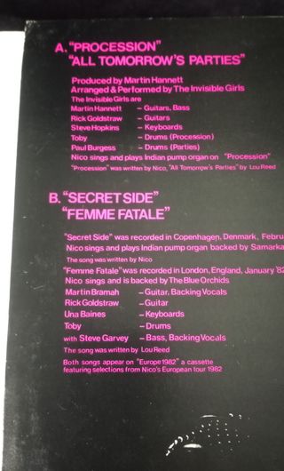 Nico Procession EP 45 rpm English printing 1982