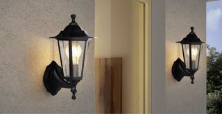 2 Farolillos Negros Metal y Cristal