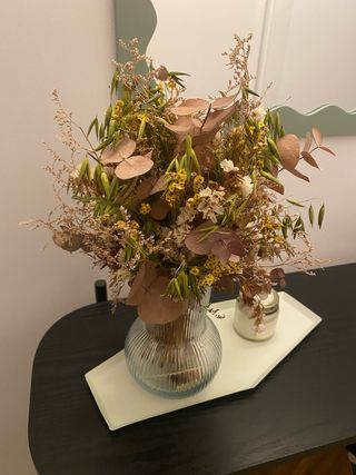 Centro flores secas + jarrón cristal