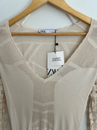Vestido Zara largo beige