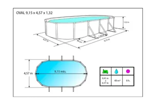 Piscina Ovalada 915x457x132 cm