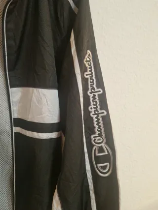 Cortavientos Champion Negro y Blanco M Vintage