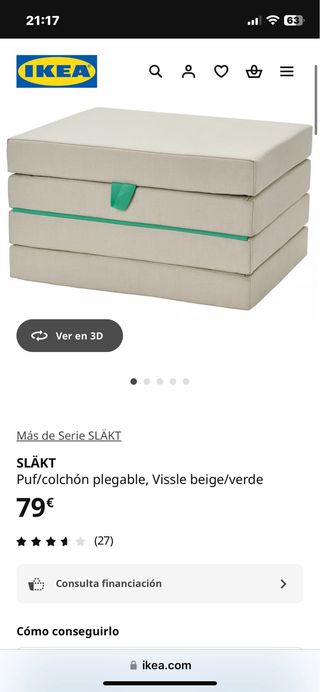 SLÄKT Puf Colchón Plegable gris IKEA