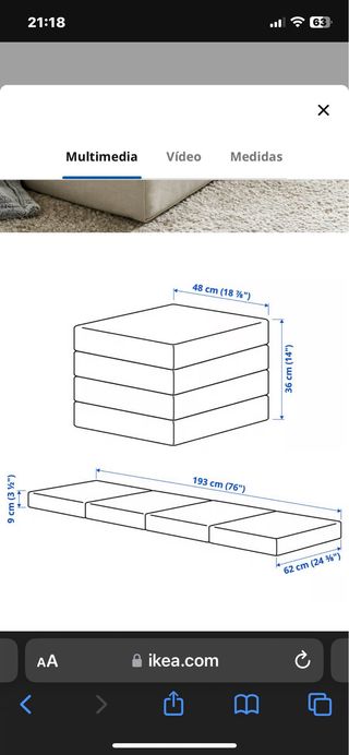 SLÄKT Puf Colchón Plegable gris IKEA