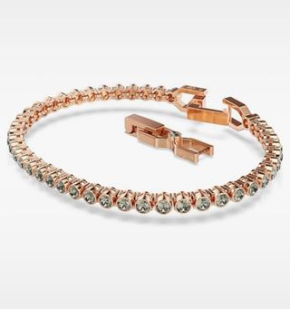 Pulsera Swarovski Oro Rosa y Cristales Grises